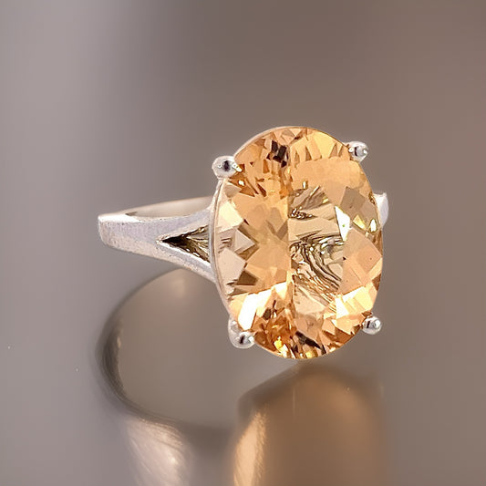 Natural Citrine Ring 6.5 14k W Gold 6.48 Cts Certified $3,950 310628 - Certified Fine Jewelry