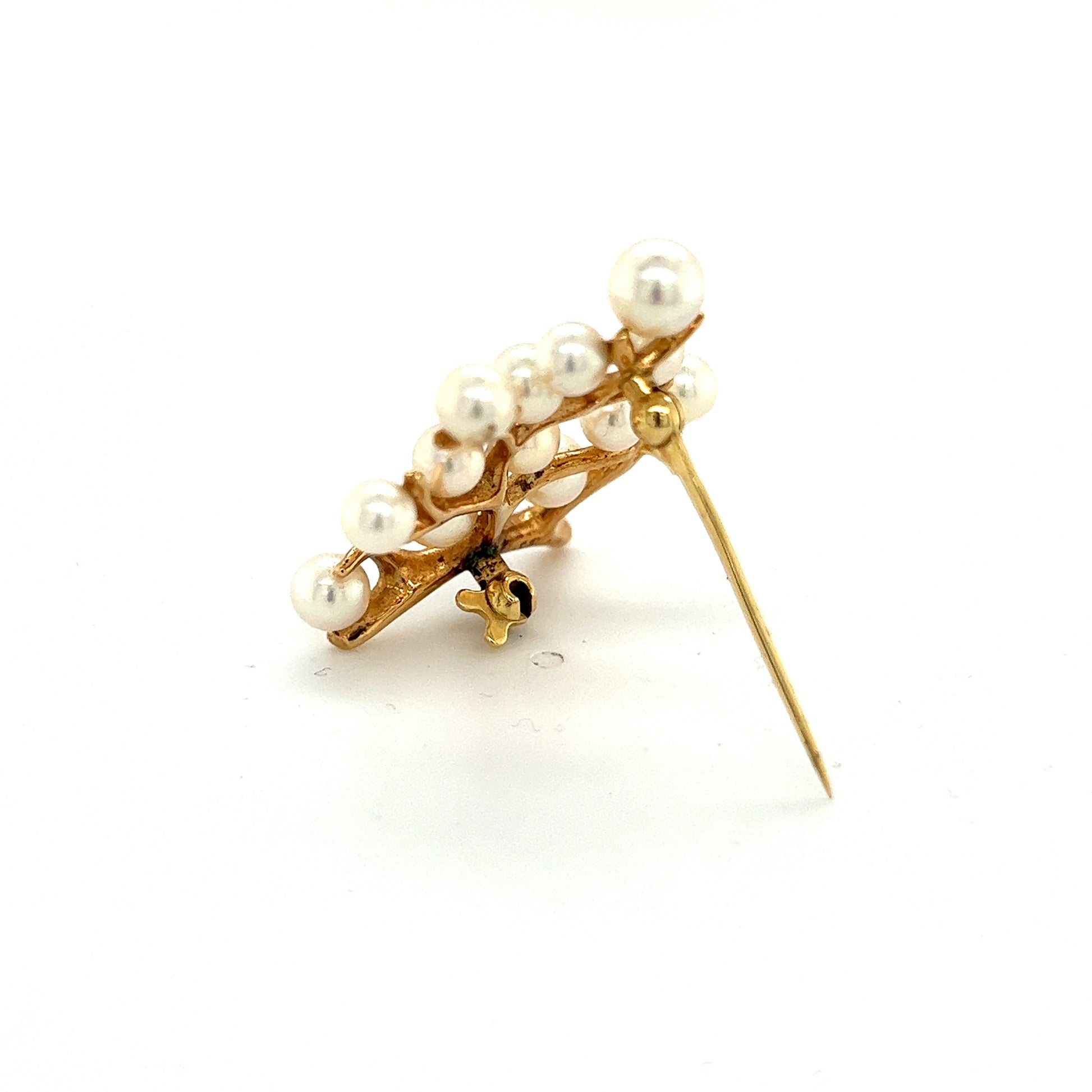 Mikimoto Estate Akoya Pearl Tree of Life Brooch 14k Gold M310 - Certified Fine Jewelry