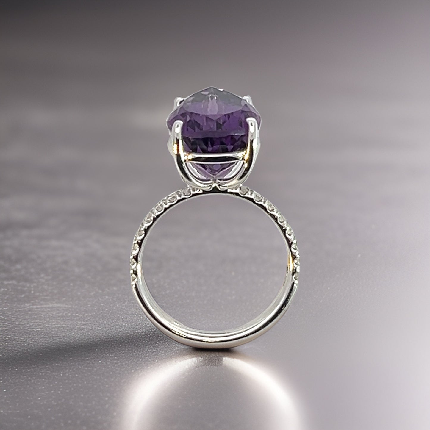 Natural Amethyst Diamond Ring 6.5 14k White Gold 7.67 TCW Certified $3,950 311006 - Certified Fine Jewelry