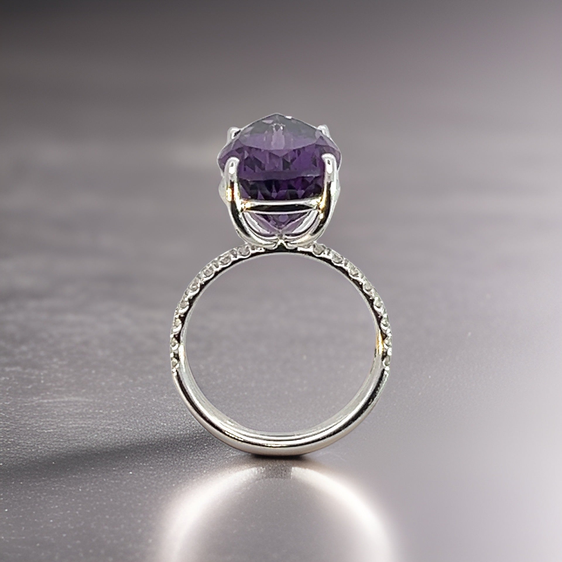 Natural Amethyst Diamond Ring 6.5 14k White Gold 7.67 TCW Certified $3,950 311006 - Certified Fine Jewelry