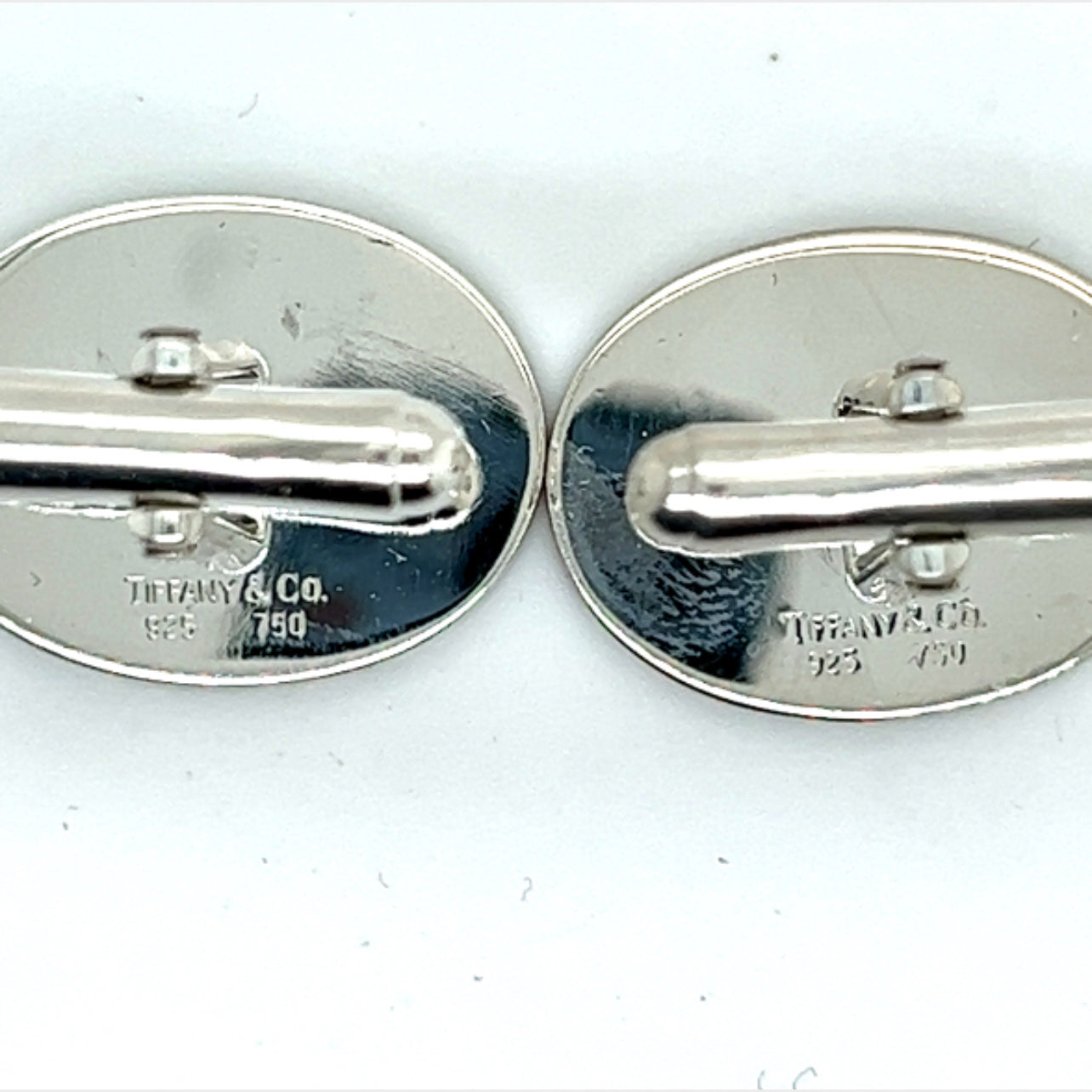 Tiffany & Co Authentic Estate Oval Cufflinks 18k YG + Sterling Silver TIF369 - Certified Fine Jewelry