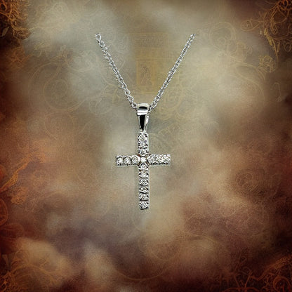 Natural Diamond Cross Pendant with Chain 17" 14k W Gold 0.17 CT Certified $2,490 307920 - Certified Fine Jewelry