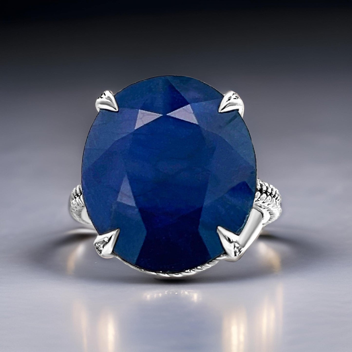 Natural Solitaire Sapphire Ring 6.5 14k W Gold 16.5 TCW Certified $2,950 310620