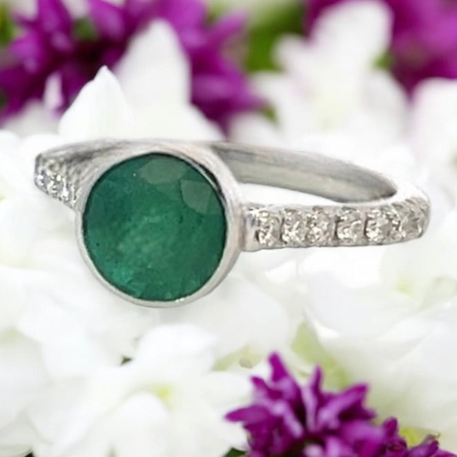 Natural Emerald Diamond Ring Size 6.5 14k W Gold 1.93 TCW Certified $4,950 310995