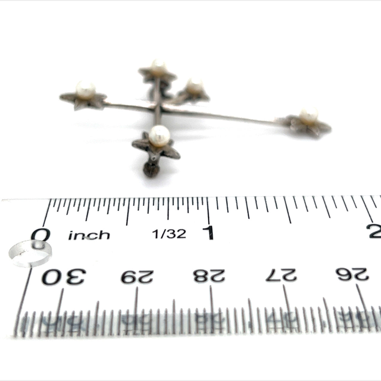 Mikimoto Estate Akoya Pearl Cross Brooch Sterling Silver 4 mm M320 - Certified Fine Jewelry