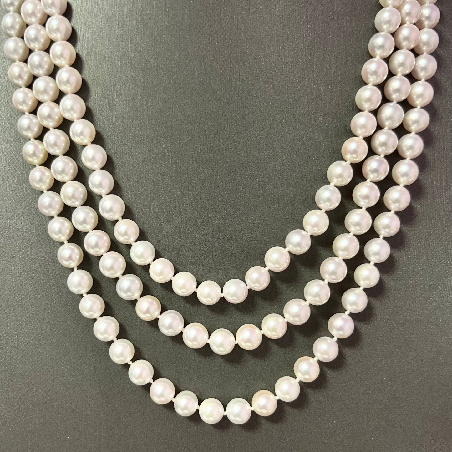 Natural Akoya Pearl Diamond Necklace 60.5" 18k White Gold 8 mm Certified $7,950 307925 - Certified Fine Jewelry