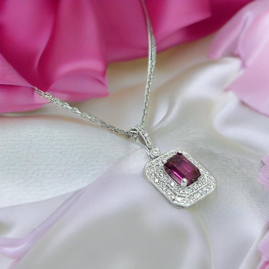 Diamond Rubellite Tourmaline Necklace 18" 18k Gold 1.80 TCW Certified $4,950 921140 - Certified Fine Jewelry