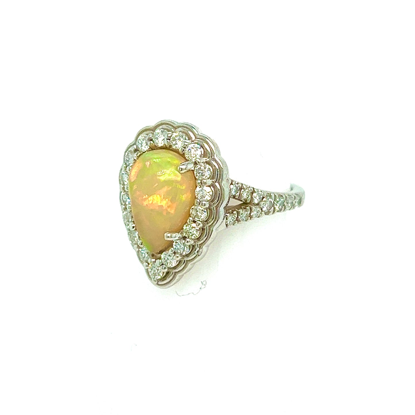 Natural Opal Diamond Ring 6.25 14k W Gold 2.35 TCW Certified $4,950 304174 - Certified Fine Jewelry