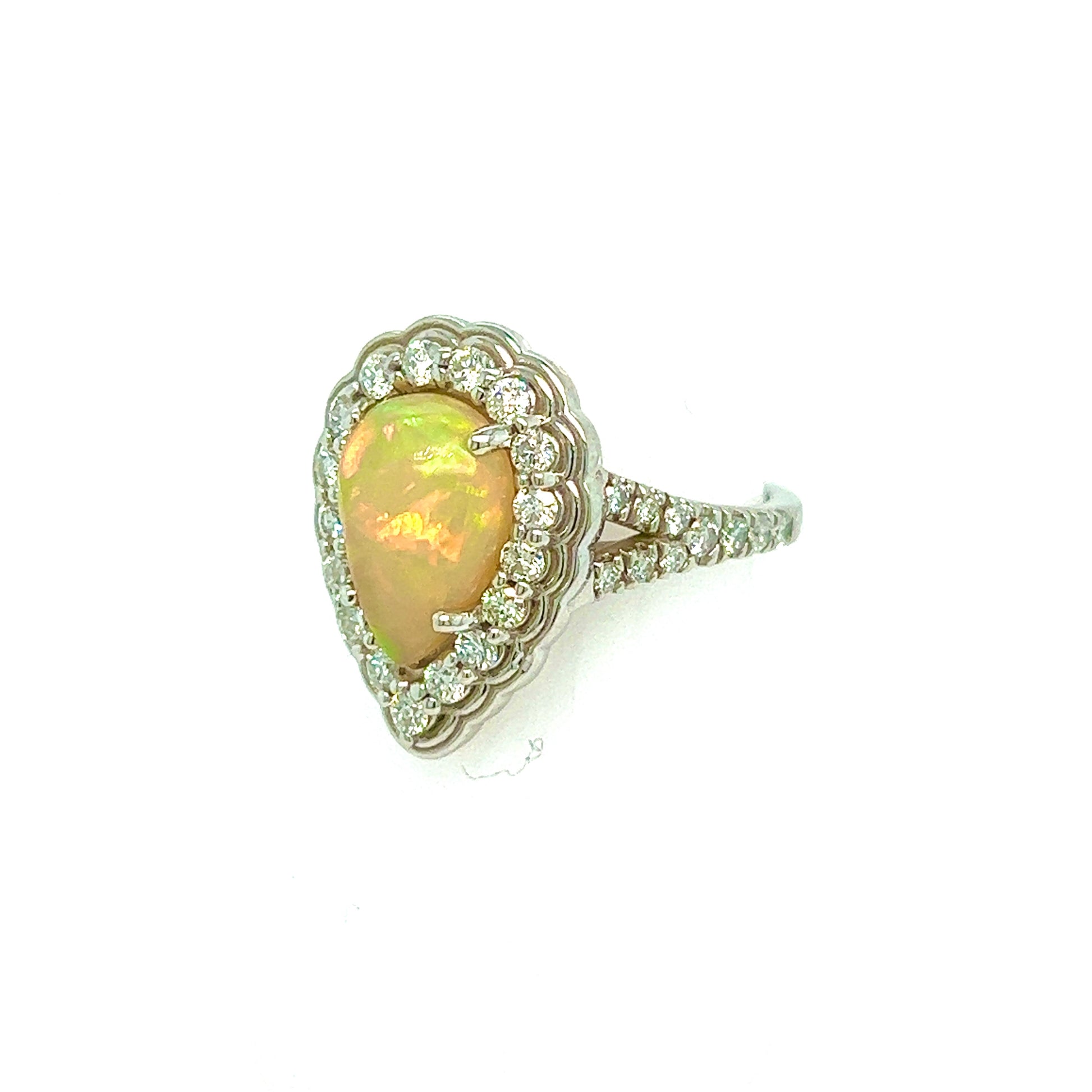 Natural Opal Diamond Ring 6.25 14k W Gold 2.35 TCW Certified $4,950 304174 - Certified Fine Jewelry