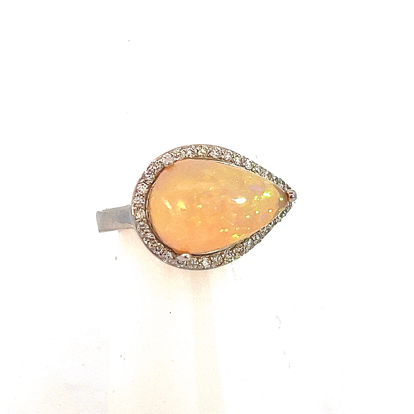 Natural Opal Diamond Ring 6.75 14k W Gold 4 TCW Certified $4,950 310548 - Certified Fine Jewelry