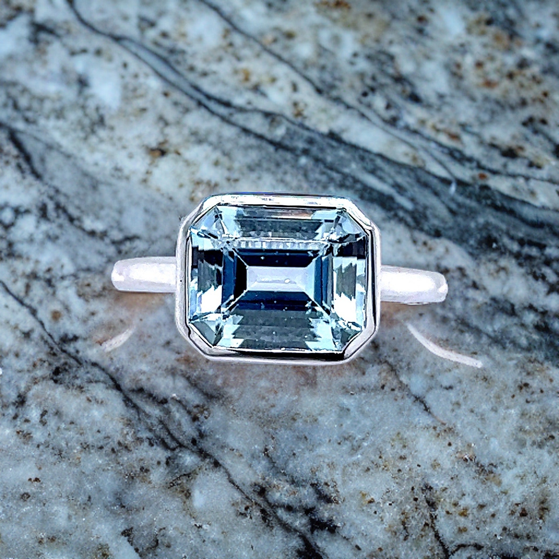 Natural Aquamarine Ring 6.5 14k White Gold 3.21 TCW Certified $2,190 221344 - Certified Fine Jewelry