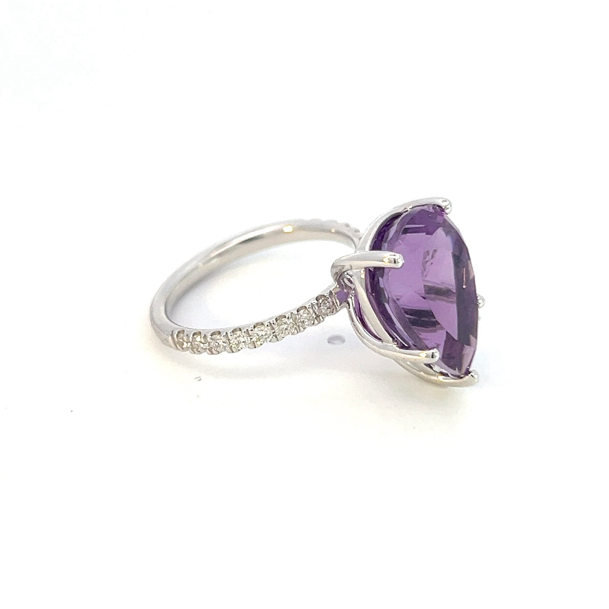 Natural Amethyst Diamond Ring 6.5 14k White Gold 7.67 TCW Certified $3,950 311006 - Certified Fine Jewelry