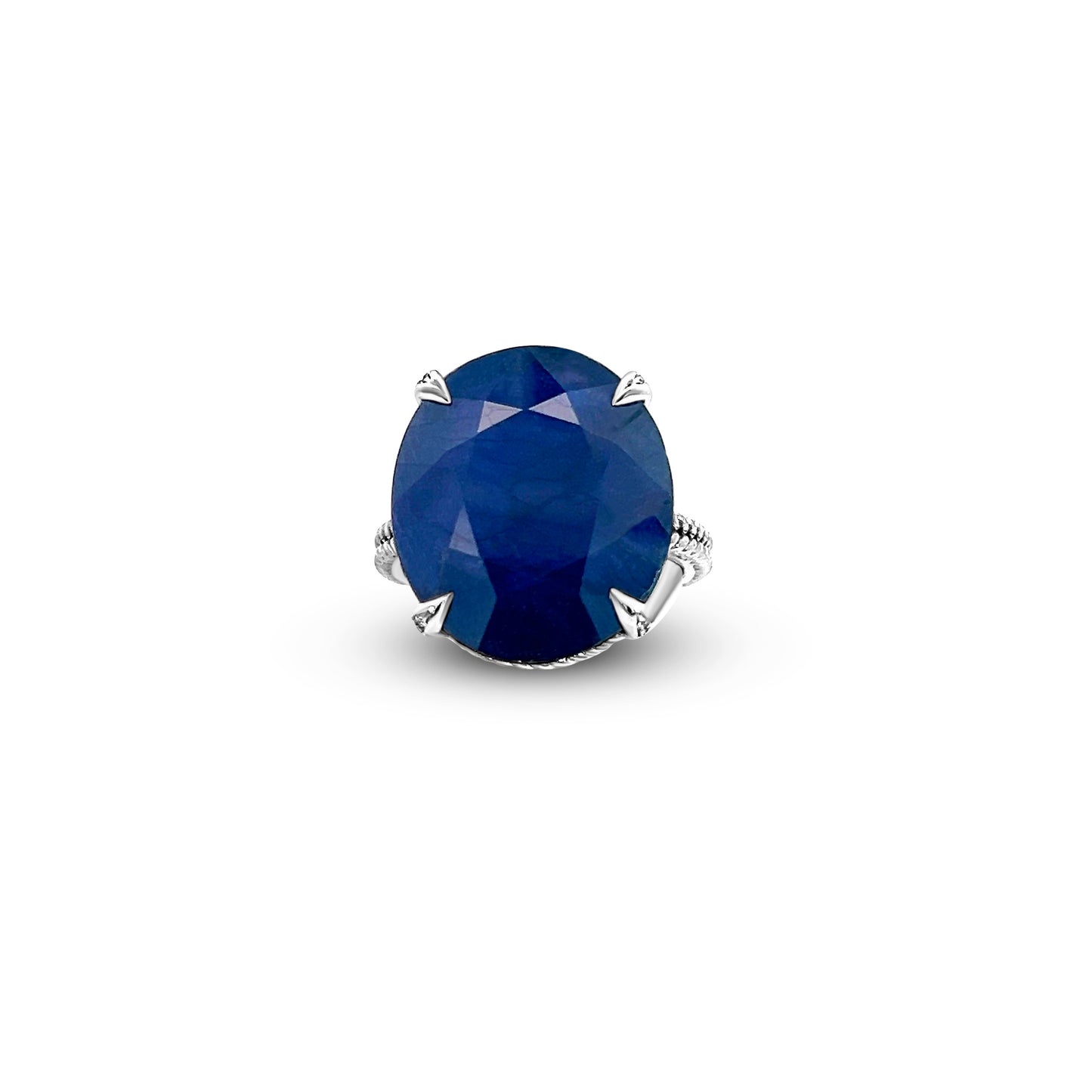 Natural Solitaire Sapphire Ring 6.5 14k W Gold 16.5 TCW Certified $2,950 310620