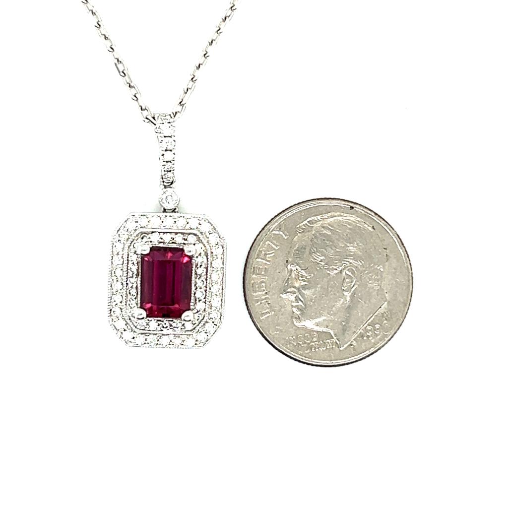 Diamond Rubellite Tourmaline Necklace 18" 18k Gold 1.80 TCW Certified $4,950 921140 - Certified Fine Jewelry