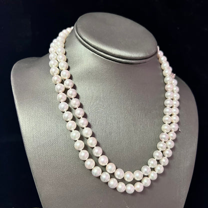Mikimoto Estate Akoya Pearl Diamond Necklace 36" 18k Gold 8 mm Certified $13,950 401397 - Certified Fine Jewelry