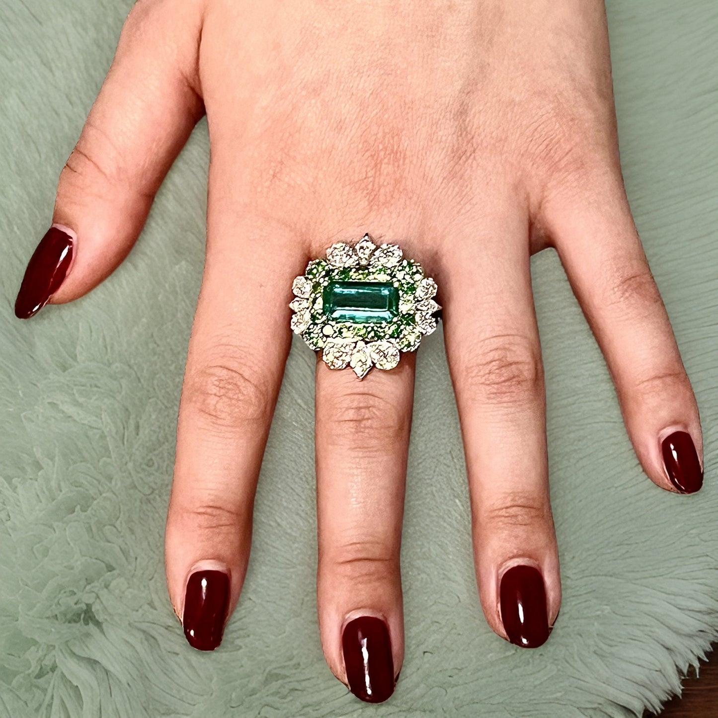 Natural Emerald Tsavorite Diamond Ring 6.75 14k White Gold 9.22 TCW Certified $14,950 310658 - Certified Fine Jewelry