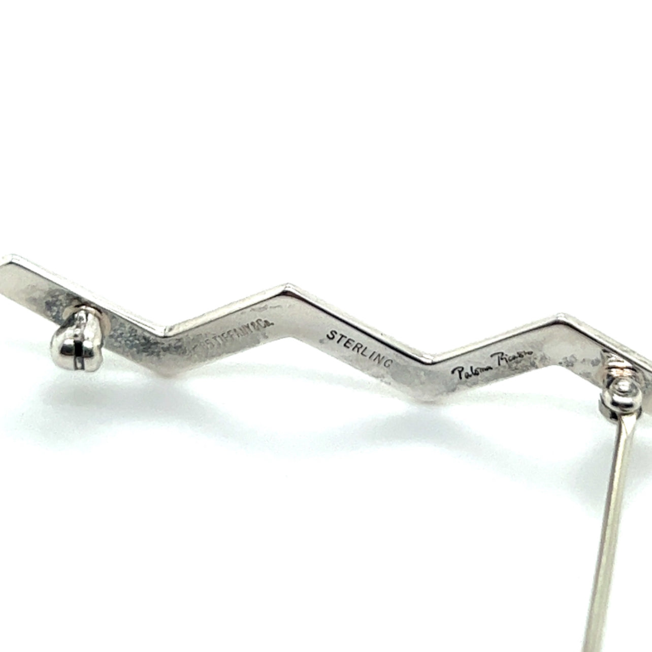 Tiffany & Co Estate Zigzag Wave Brooch Pin Sterling Silver By Paloma Picasso TIF483 - Certified Fine Jewelry