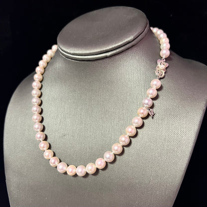 Mikimoto Estate Akoya Pearl Necklace 17" 18k W Gold 8 mm Certified $11,450 311936 - Certified Fine Jewelry