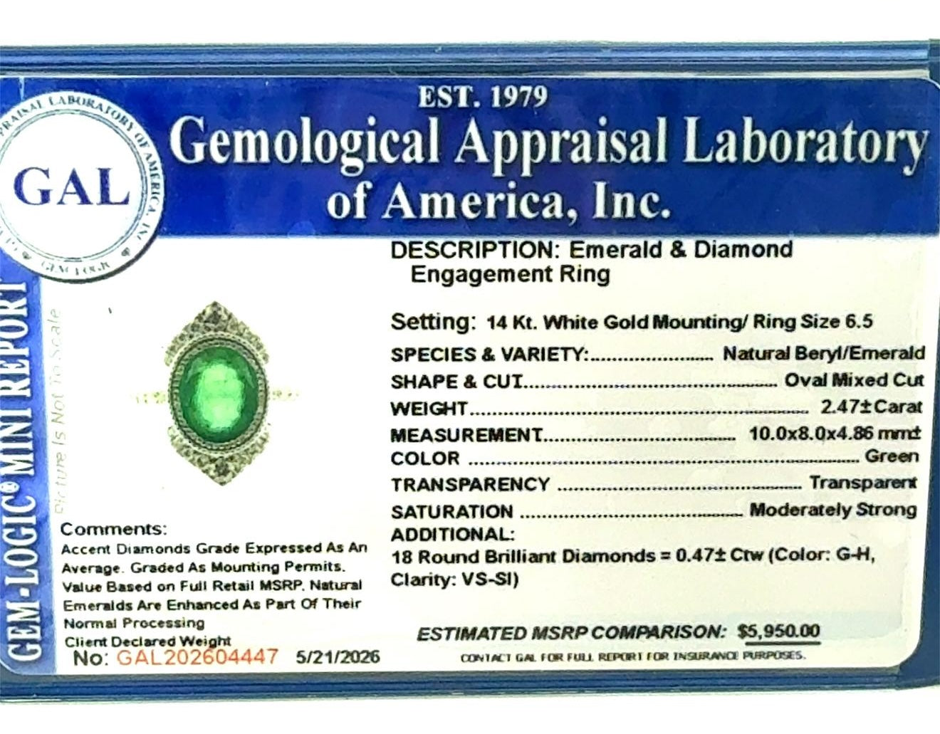 Natural Emerald Diamond Ring Size 6.5 14k Gold 2.94 TCW Certified $5,950 604447