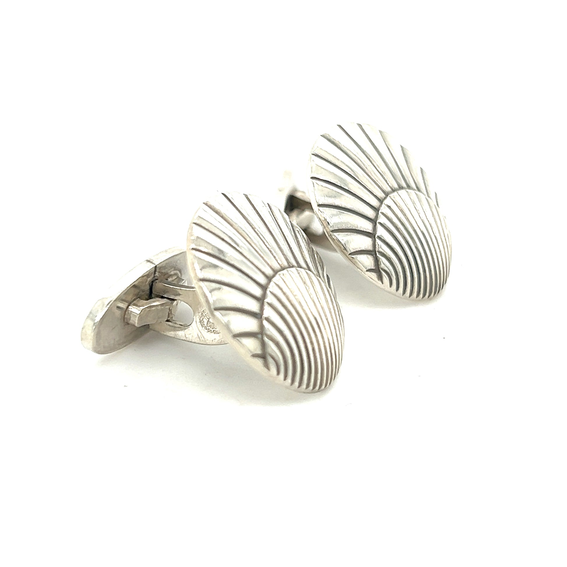 Georg Jensen Authentic Estate Seashell Cufflinks Silver GJ14 - Certified Fine Jewelry
