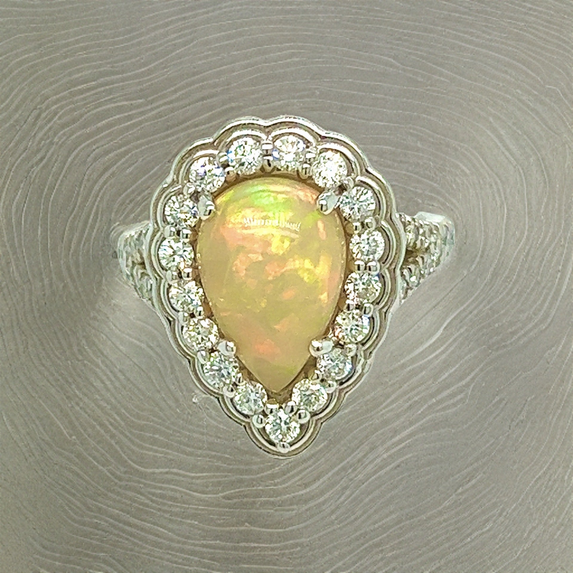 Natural Opal Diamond Ring 6.25 14k W Gold 2.35 TCW Certified $4,950 304174 - Certified Fine Jewelry
