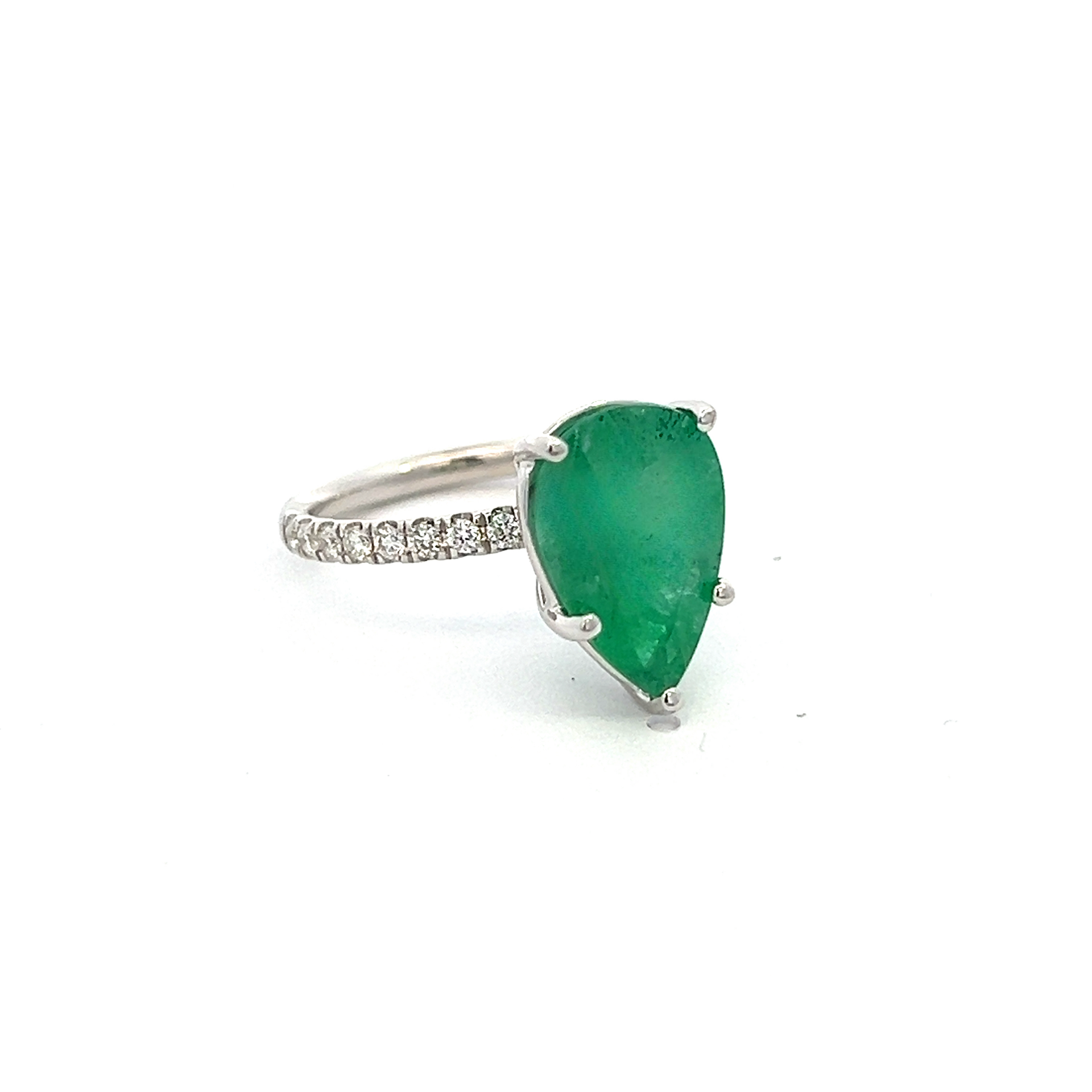 Natural Emerald Diamond Ring 6.5 14k WG 4.62 TCW Certified $4,950 310549 - Certified Fine Jewelry