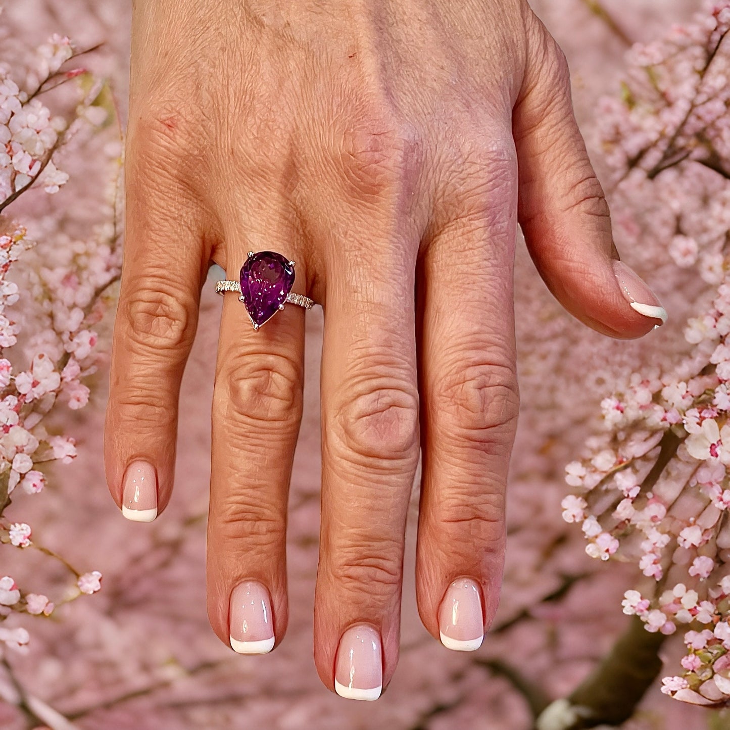 Natural Amethyst Diamond Ring 6.5 14k White Gold 7.67 TCW Certified $3,950 311006 - Certified Fine Jewelry