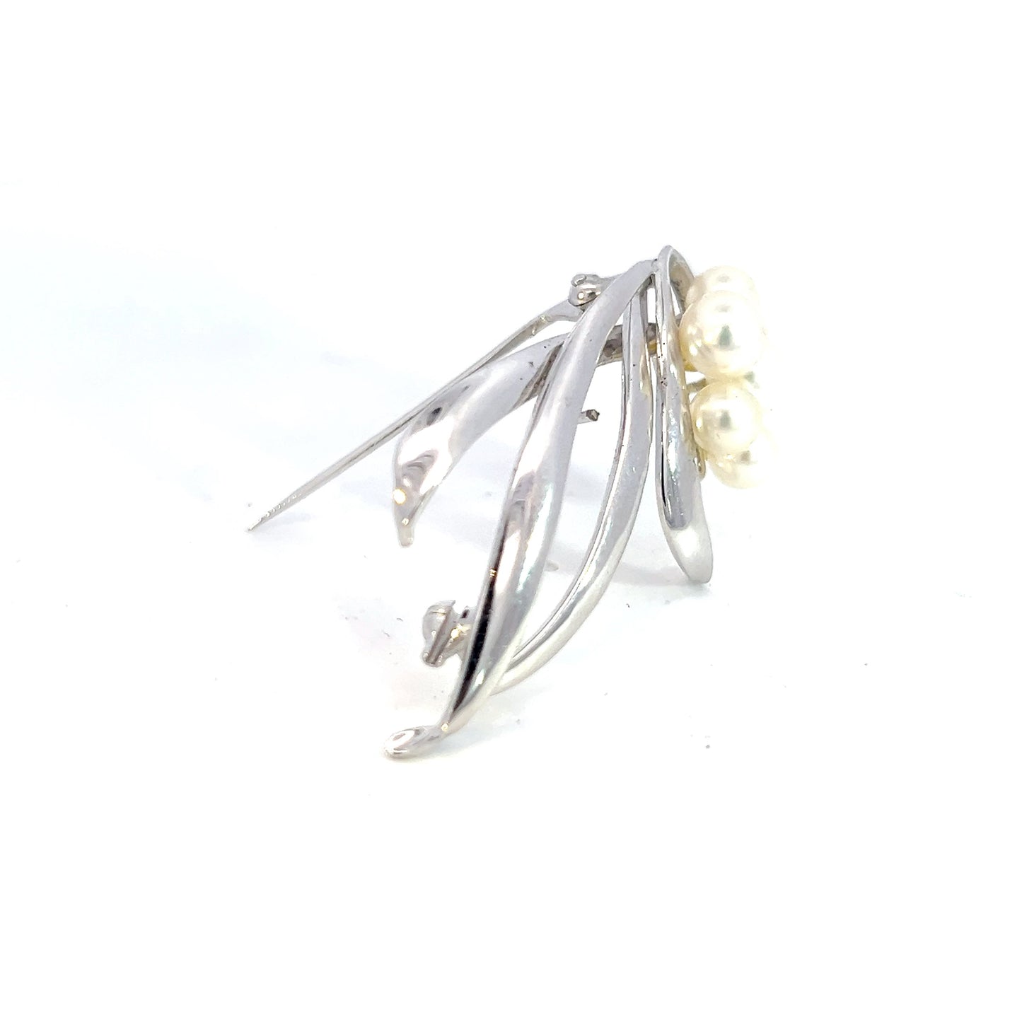 Mikimoto Estate Akoya Pearl Brooch 6.40-5.30 mm Silver M376