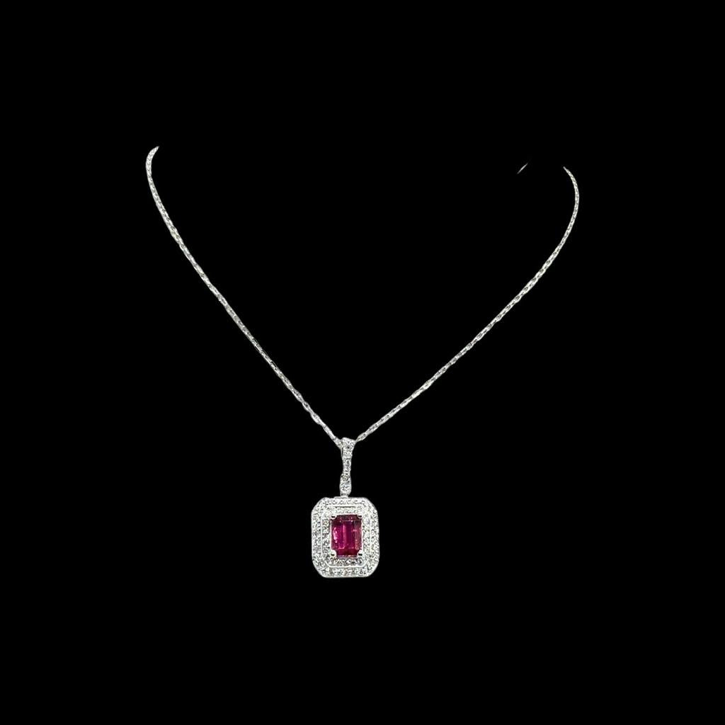 Diamond Rubellite Tourmaline Necklace 18" 18k Gold 1.80 TCW Certified $4,950 921140 - Certified Fine Jewelry