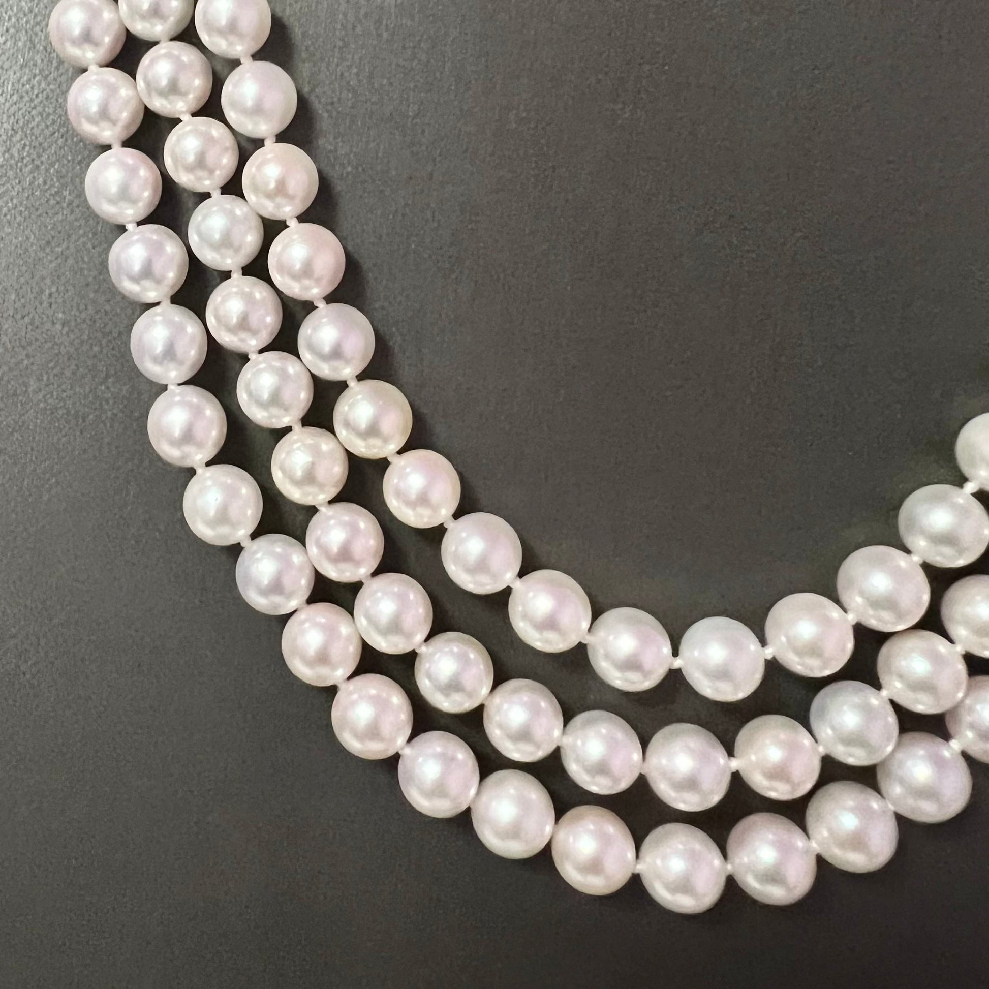 Natural Akoya Pearl Diamond Necklace 60.5" 18k White Gold 8 mm Certified $7,950 307925 - Certified Fine Jewelry