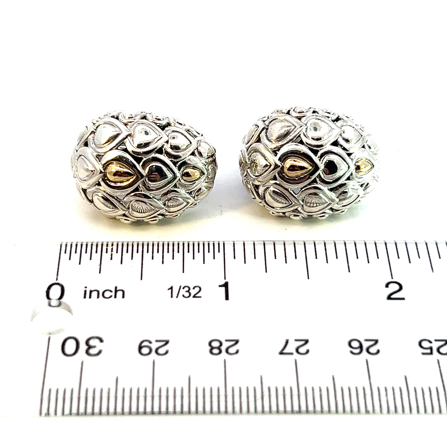 John Hardy Estate Earrings Sterling Silver 14k Y Gold JH73 - Certified Fine Jewelry