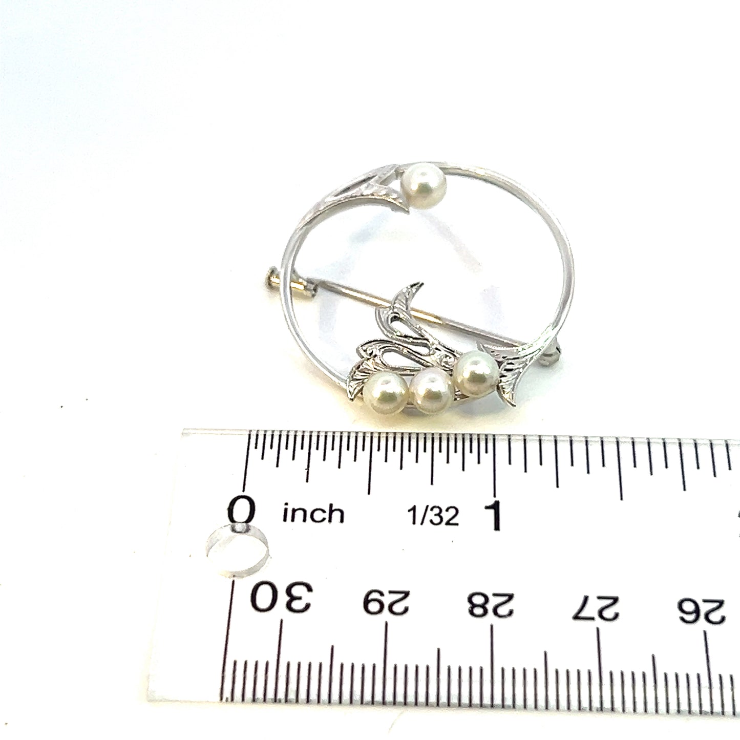 Mikimoto Estate Akoya Pearl Brooch Sterling Silver 5 mm M342 - Certified Fine Jewelry