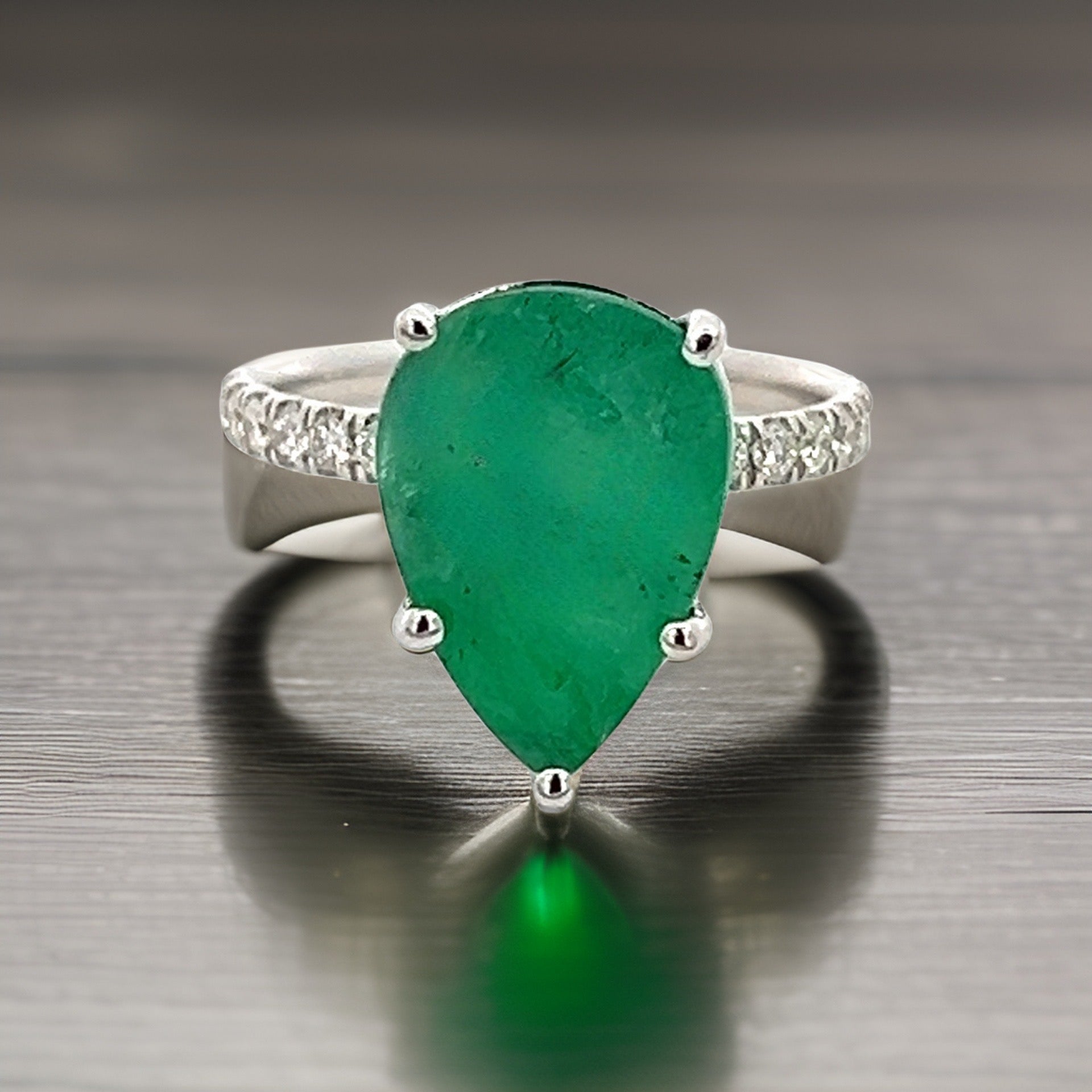Natural Emerald Diamond Ring 6.5 14k WG 4.62 TCW Certified $4,950 310549 - Certified Fine Jewelry