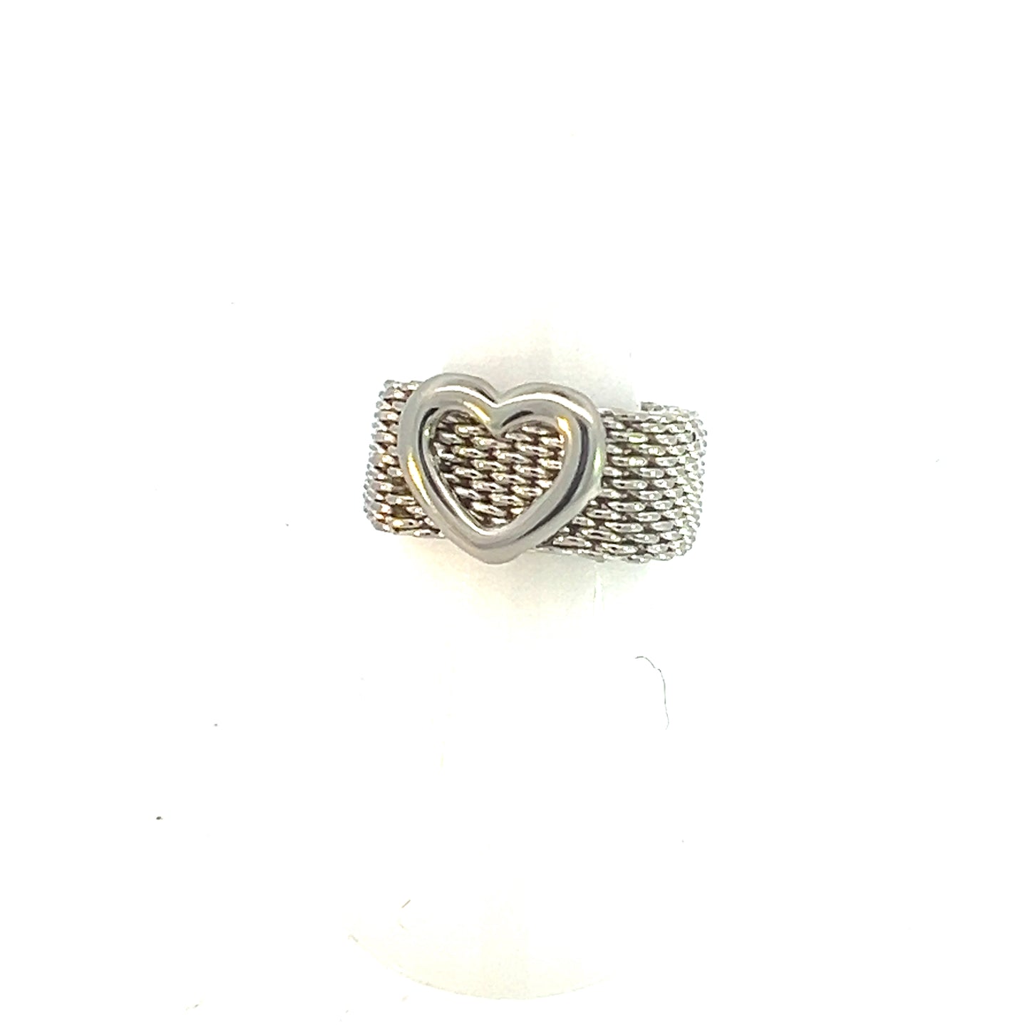 Tiffany & Co Estate Somerset Heart Ring 7 Silver 9.60 mm TIF609 - Certified Fine Jewelry
