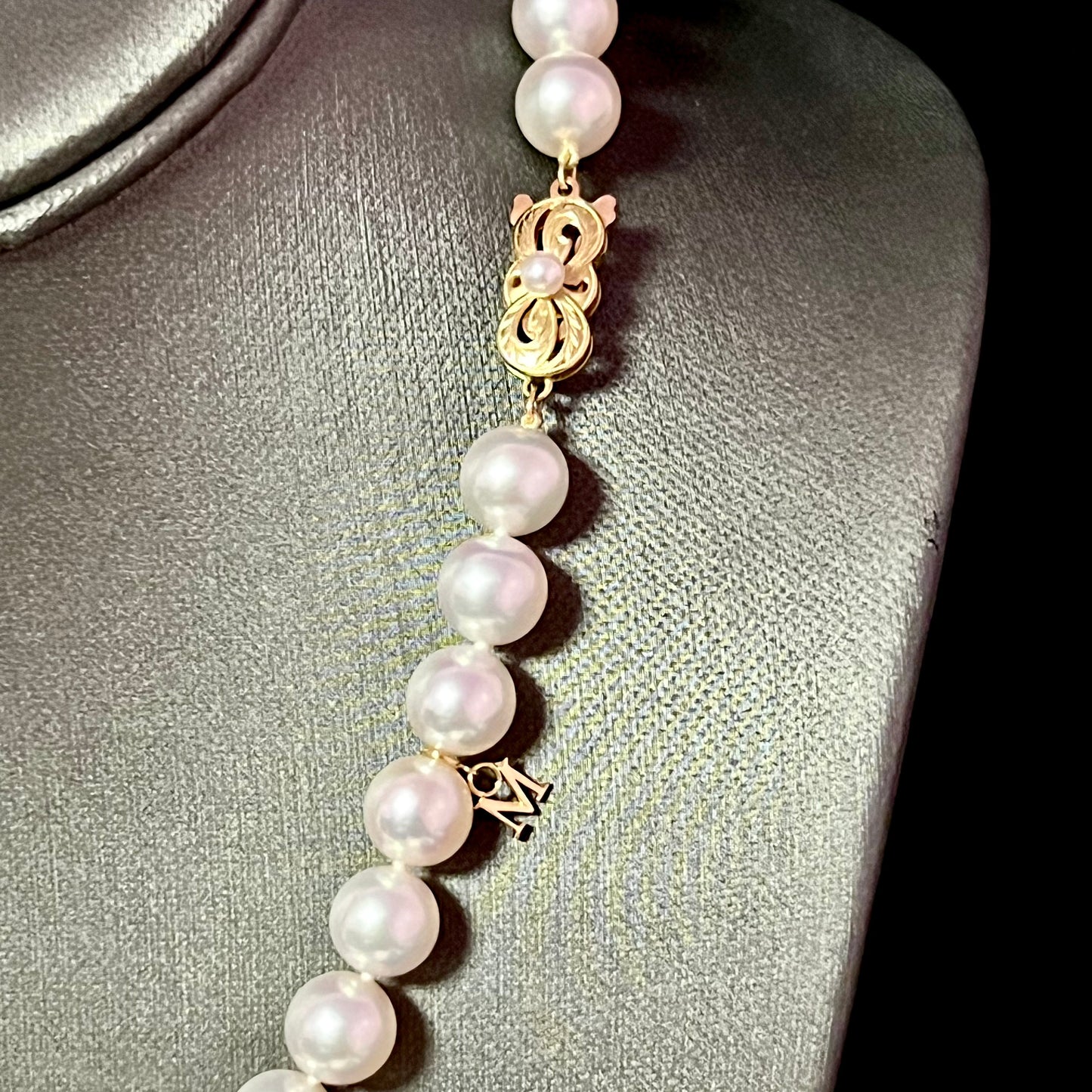 Mikimoto Estate Akoya Pearl Necklace 17.5" 18k Y Gold 9.5 mm Certified $47,500 311590 - Certified Fine Jewelry