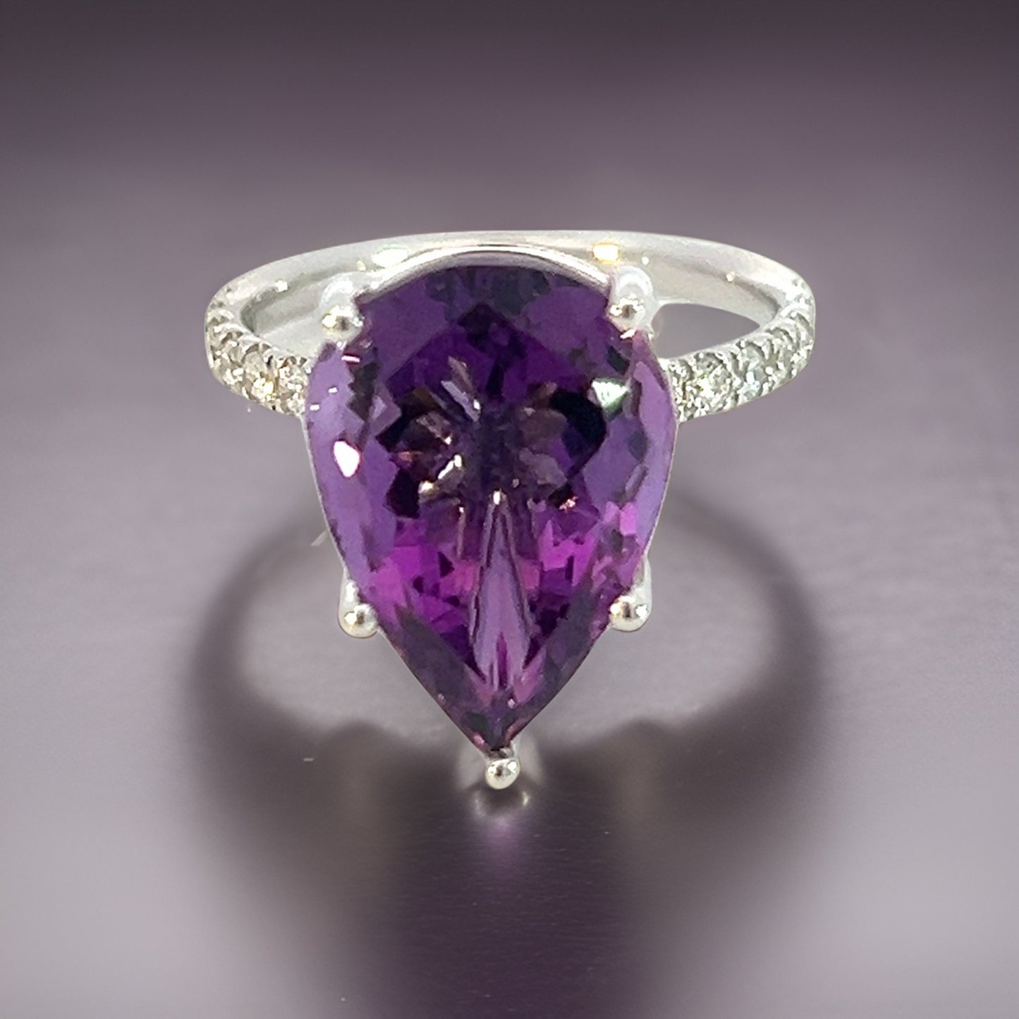 Natural Amethyst Diamond Ring 6.5 14k White Gold 7.67 TCW Certified $3,950 311006 - Certified Fine Jewelry