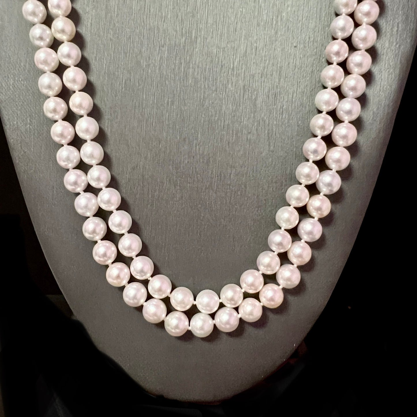 Natural Akoya Pearl Diamond Necklace 60.5" 18k White Gold 8 mm Certified $7,950 307925 - Certified Fine Jewelry