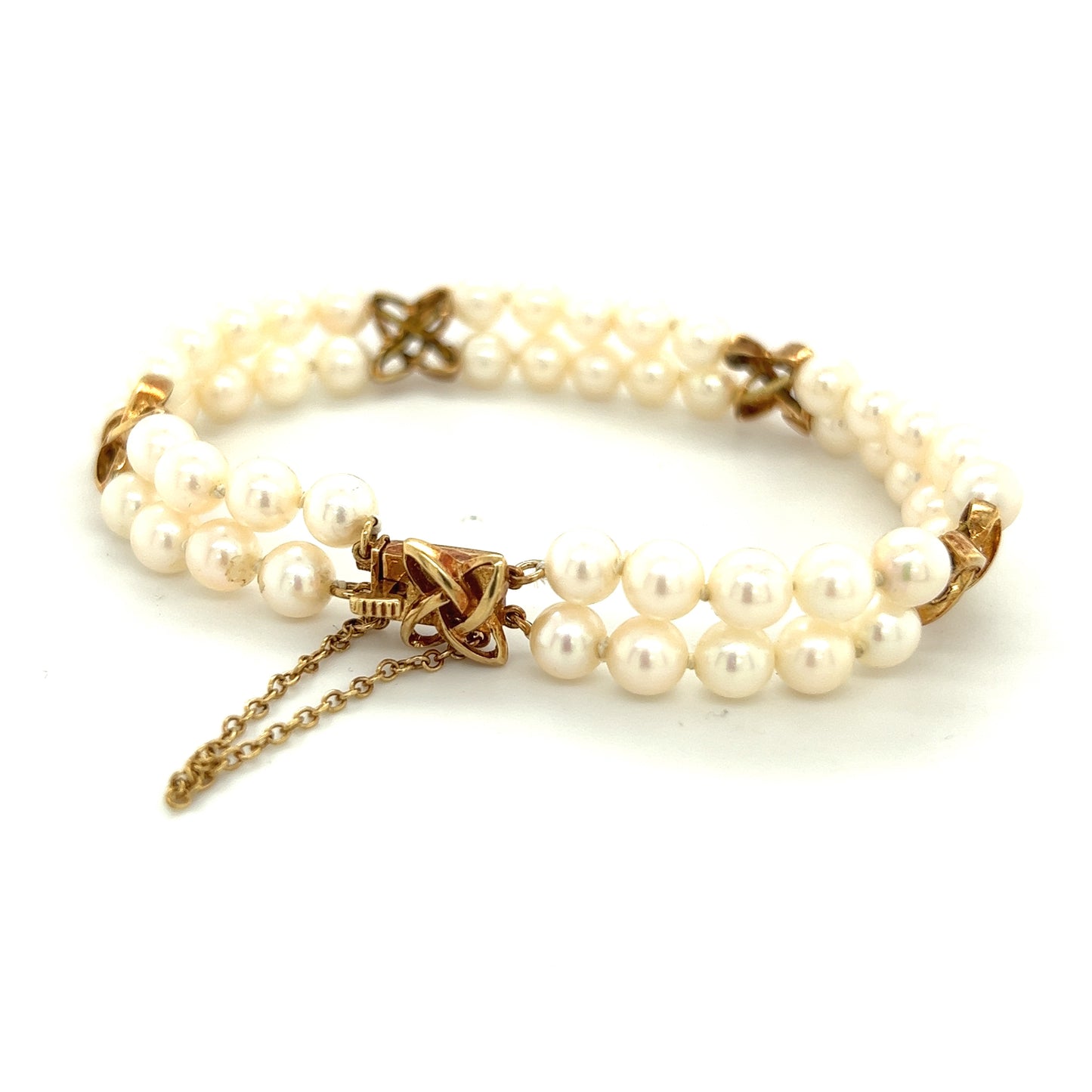 Mikimoto Estate Akoya Pearl Double Strand Bracelet 6.5" 14k Gold 5.5 mm M308 - Certified Fine Jewelry