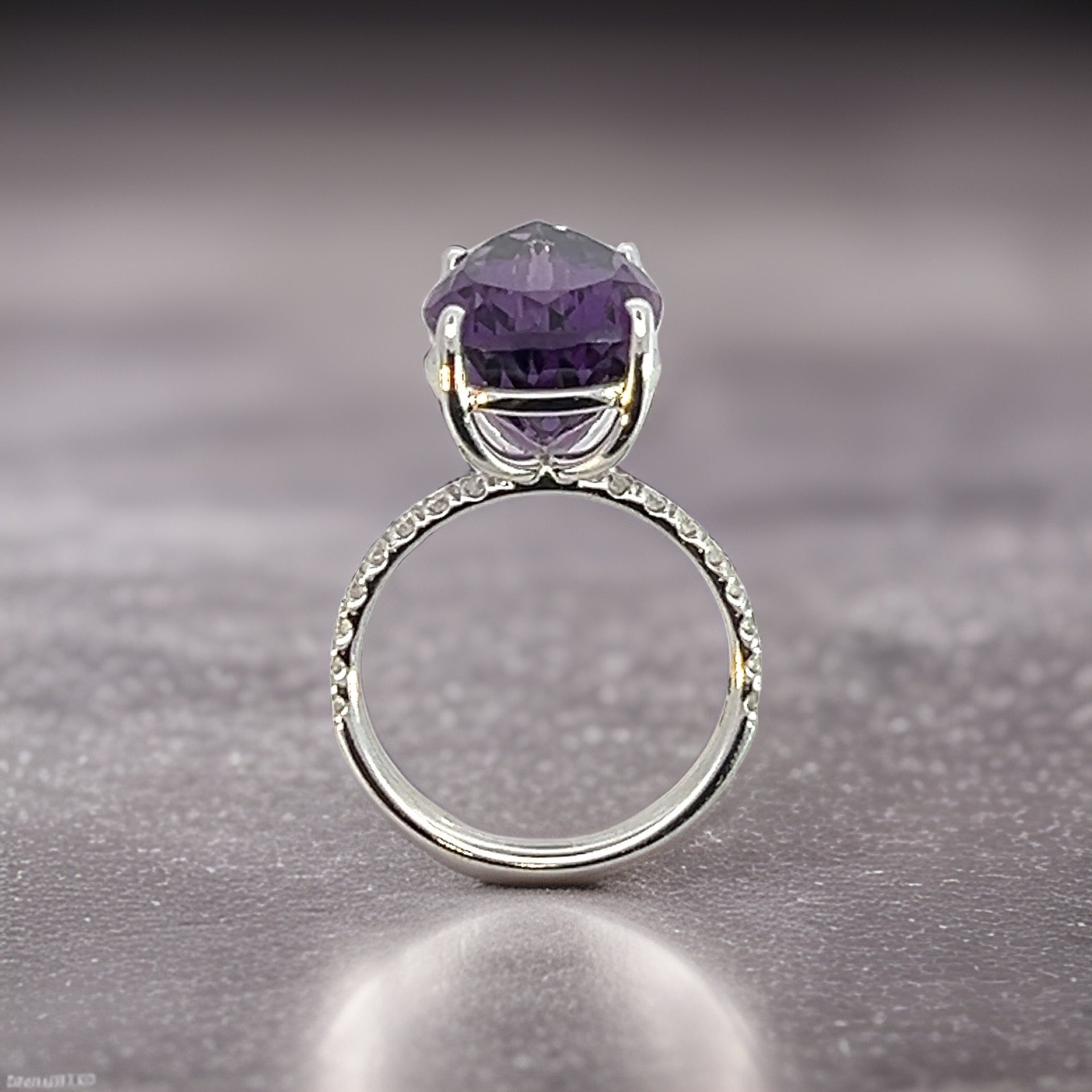 Natural Amethyst Diamond Ring 6.5 14k White Gold 7.67 TCW Certified $3,950 311006 - Certified Fine Jewelry