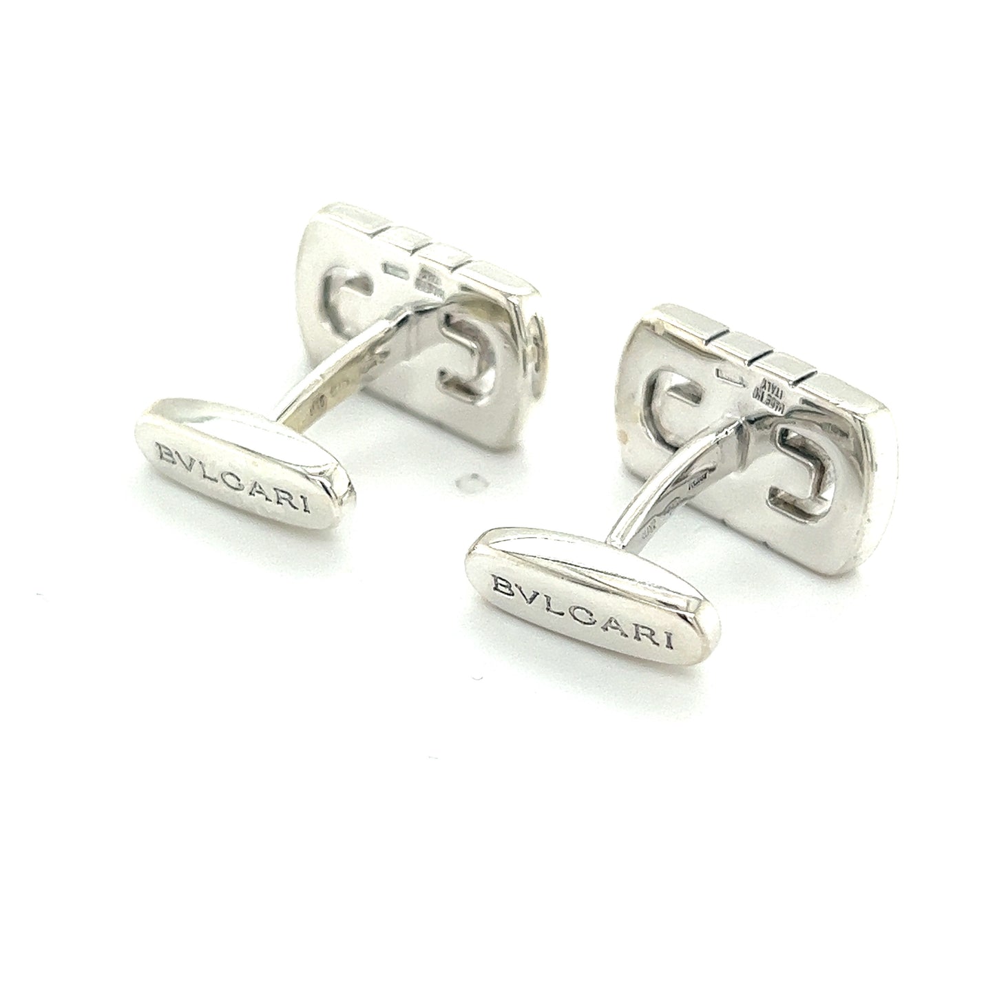 Bulgari Bvlgari Estate Mens Cufflinks Sterling Silver B2 - Certified Fine Jewelry