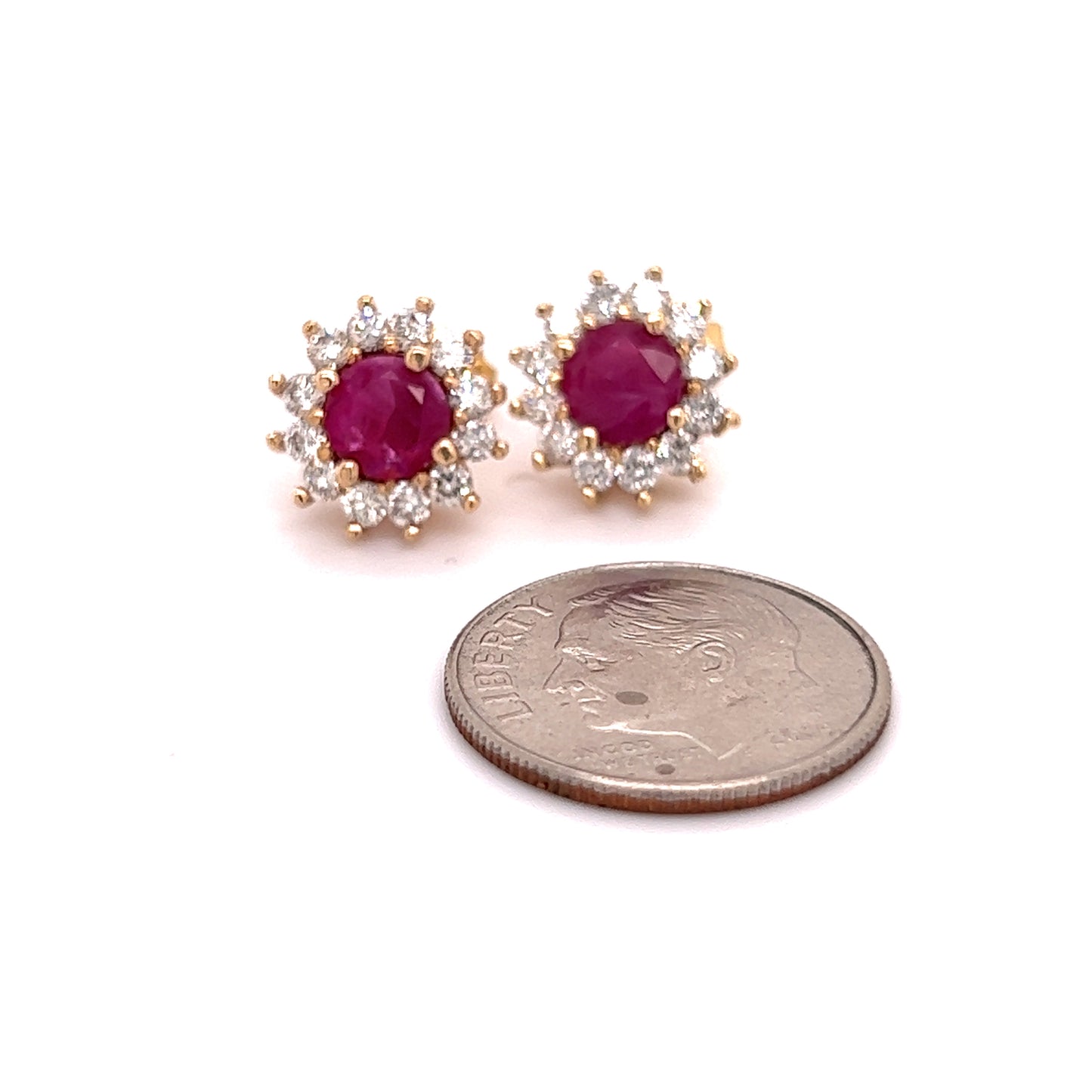 Natural Ruby Diamond Earrings 14k Yellow Gold 2.20 TCW Certified $2,595 121103 - Certified Fine Jewelry