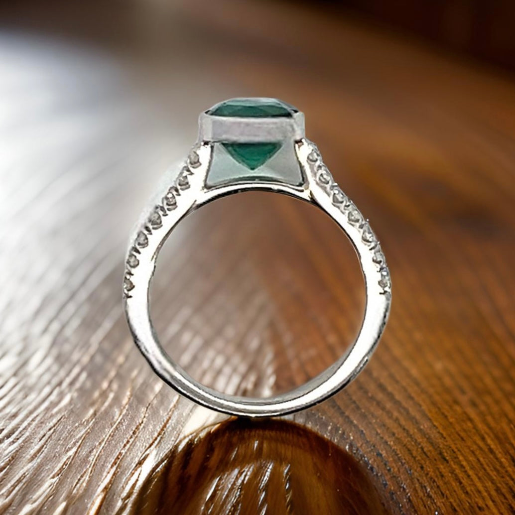 Natural Emerald Diamond Ring Size 6.5 14k W Gold 1.93 TCW Certified $4,950 310995