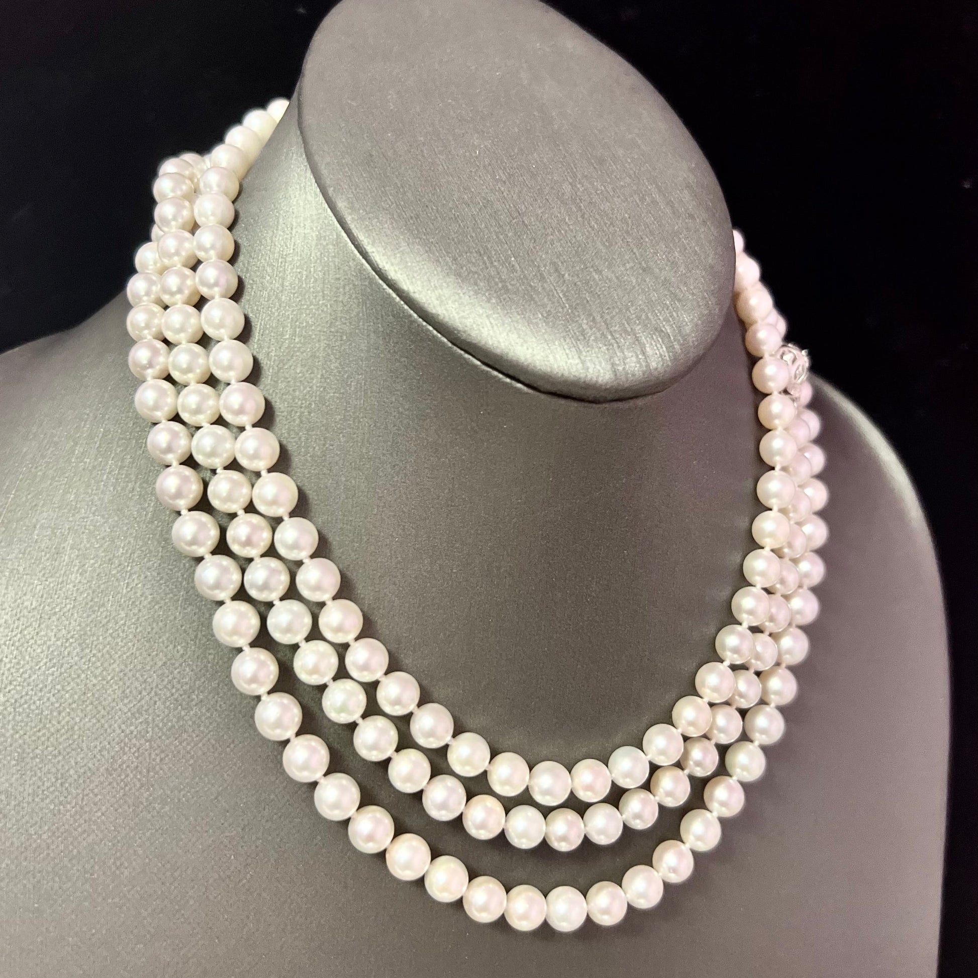 Natural Akoya Pearl Diamond Necklace 49" 18k White Gold 7 mm Certified $5,950 307927 - Certified Fine Jewelry