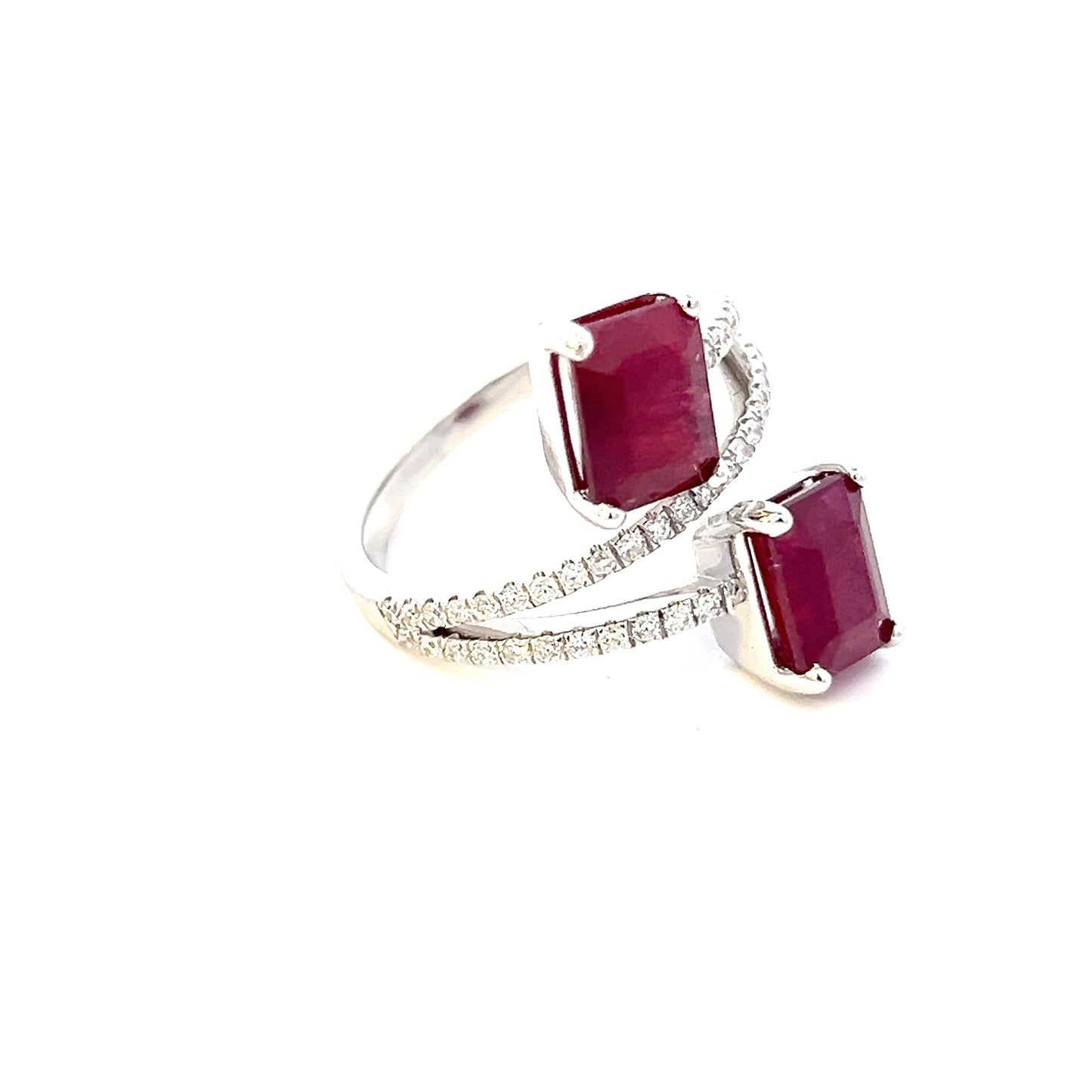 Natural Dual Ruby Diamond Ring 6.5 14k W Gold 5.02 TCW Certified $5,950 310541 - Certified Fine Jewelry