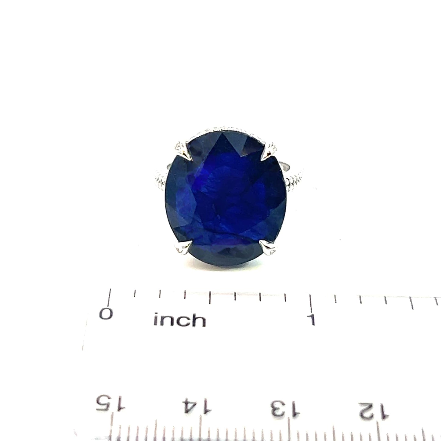Natural Solitaire Sapphire Ring 6.5 14k W Gold 16.5 TCW Certified $2,950 310620