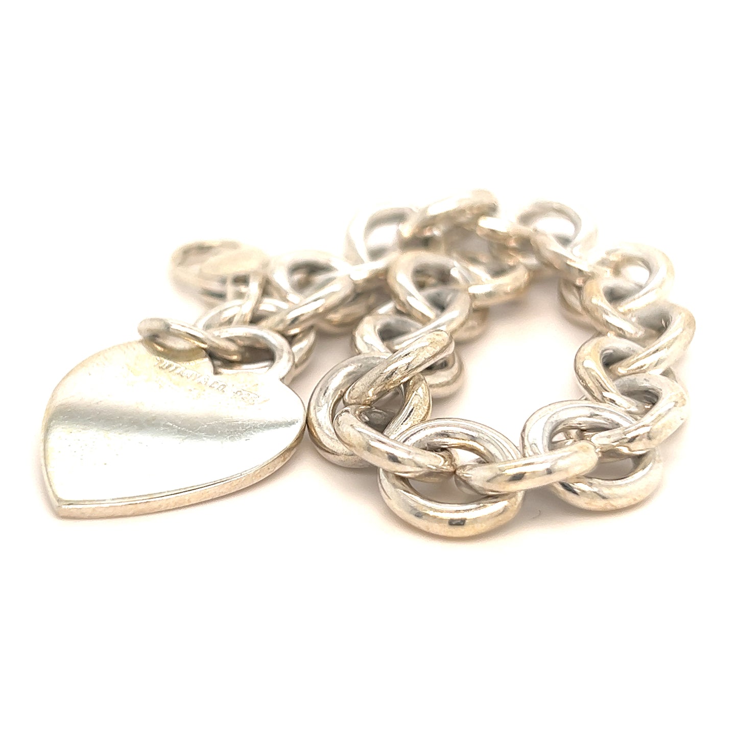 Tiffany & Co Estate Bracelet with Heart Charm Sterling Silver 7" TIF658