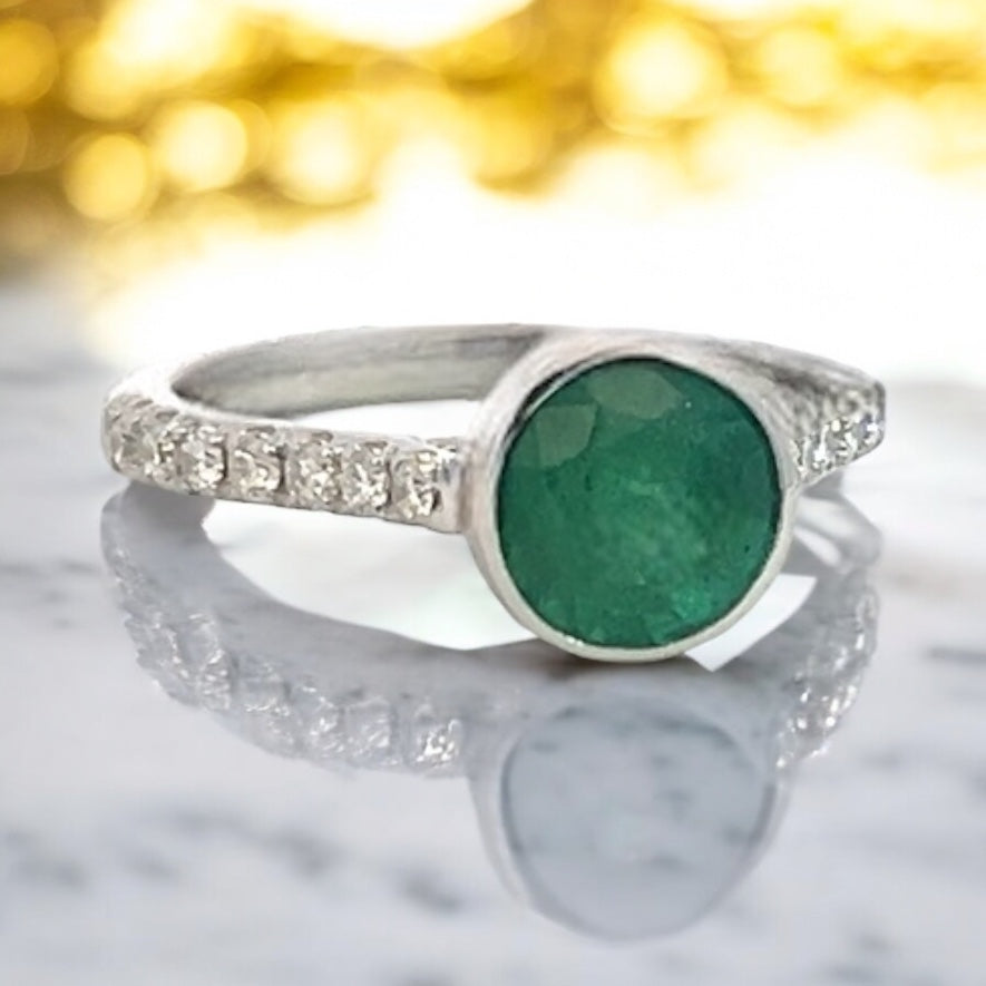 Natural Emerald Diamond Ring Size 6.5 14k W Gold 1.93 TCW Certified $4,950 310995