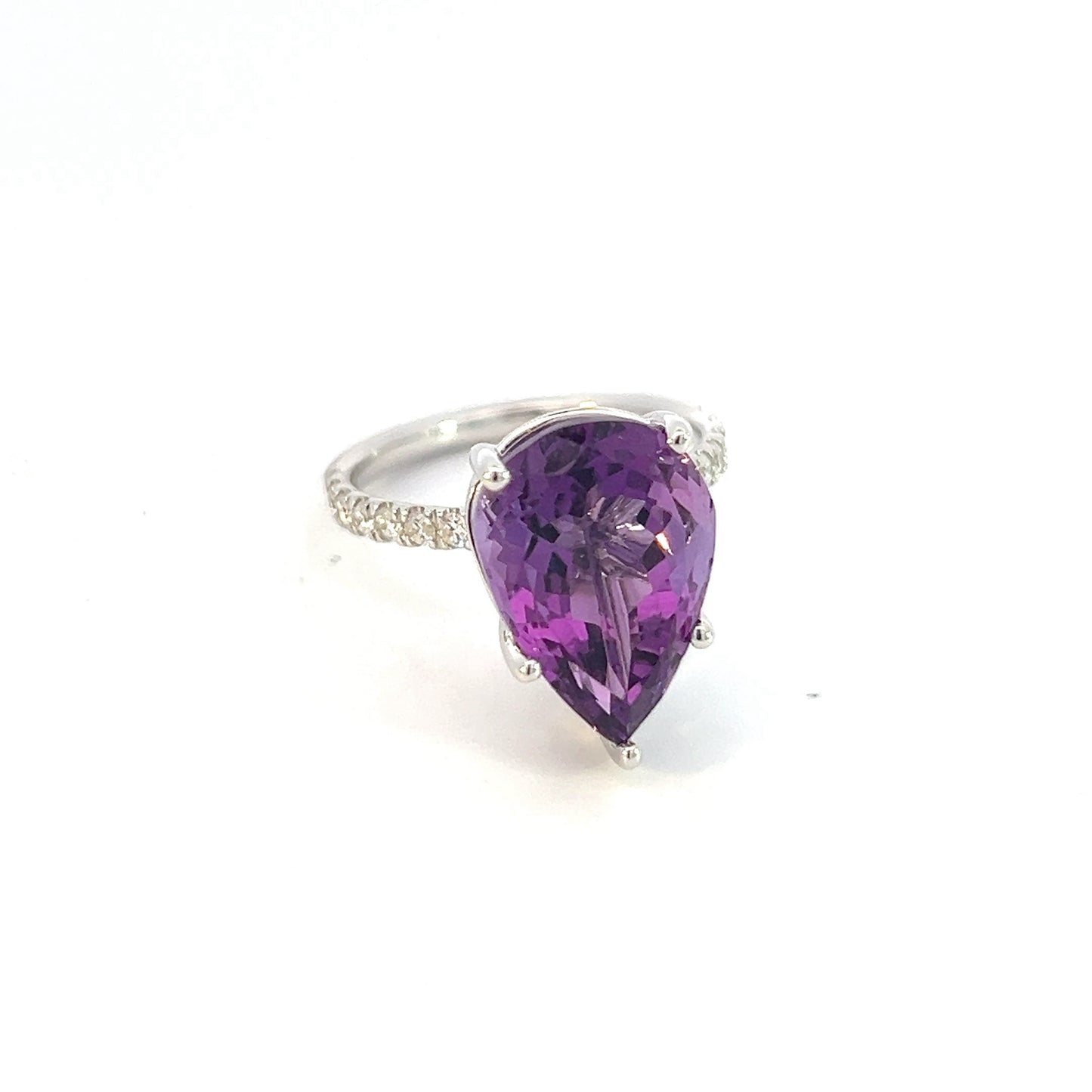 Natural Amethyst Diamond Ring 6.5 14k White Gold 7.67 TCW Certified $3,950 311006 - Certified Fine Jewelry