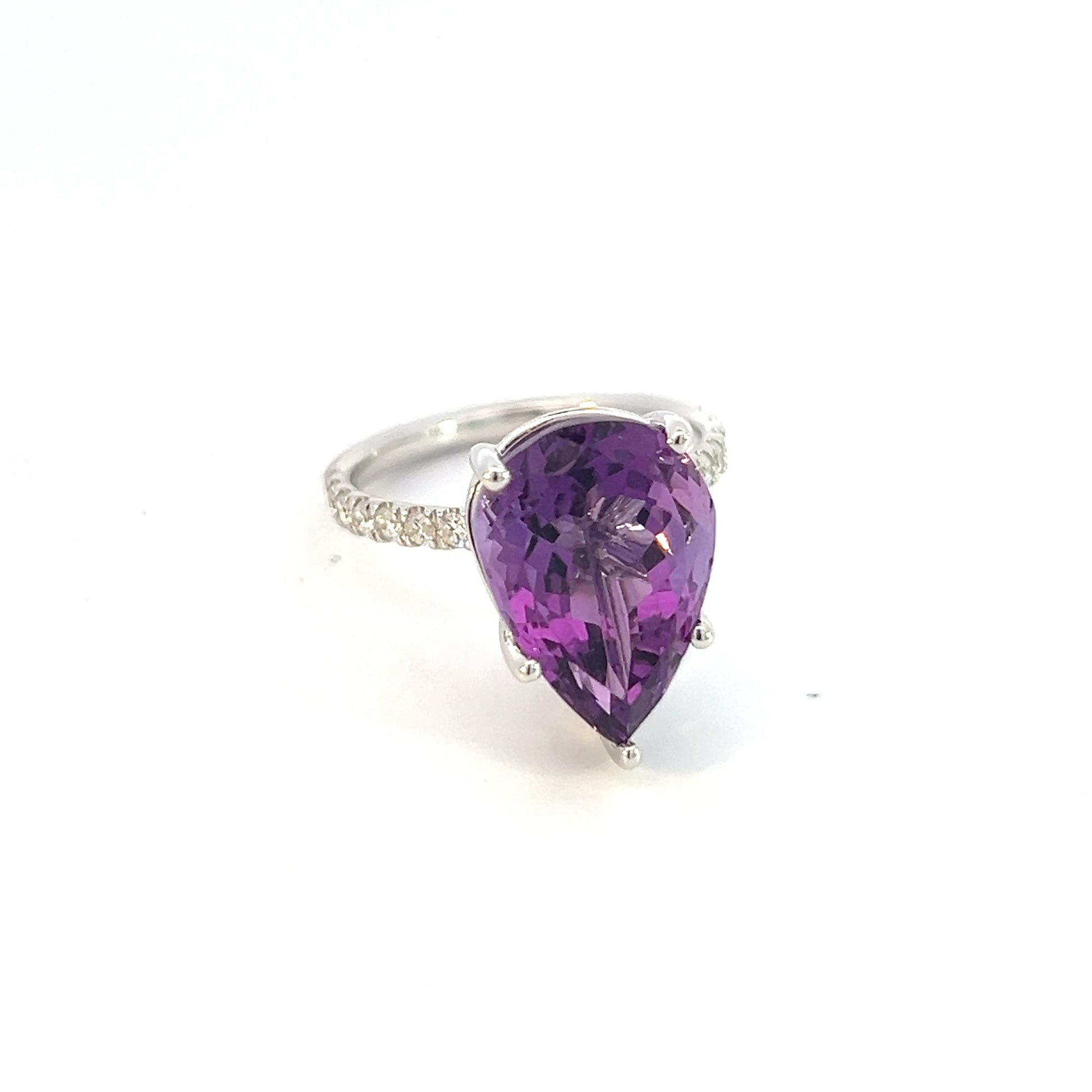 Natural Amethyst Diamond Ring 6.5 14k White Gold 7.67 TCW Certified $3,950 311006 - Certified Fine Jewelry
