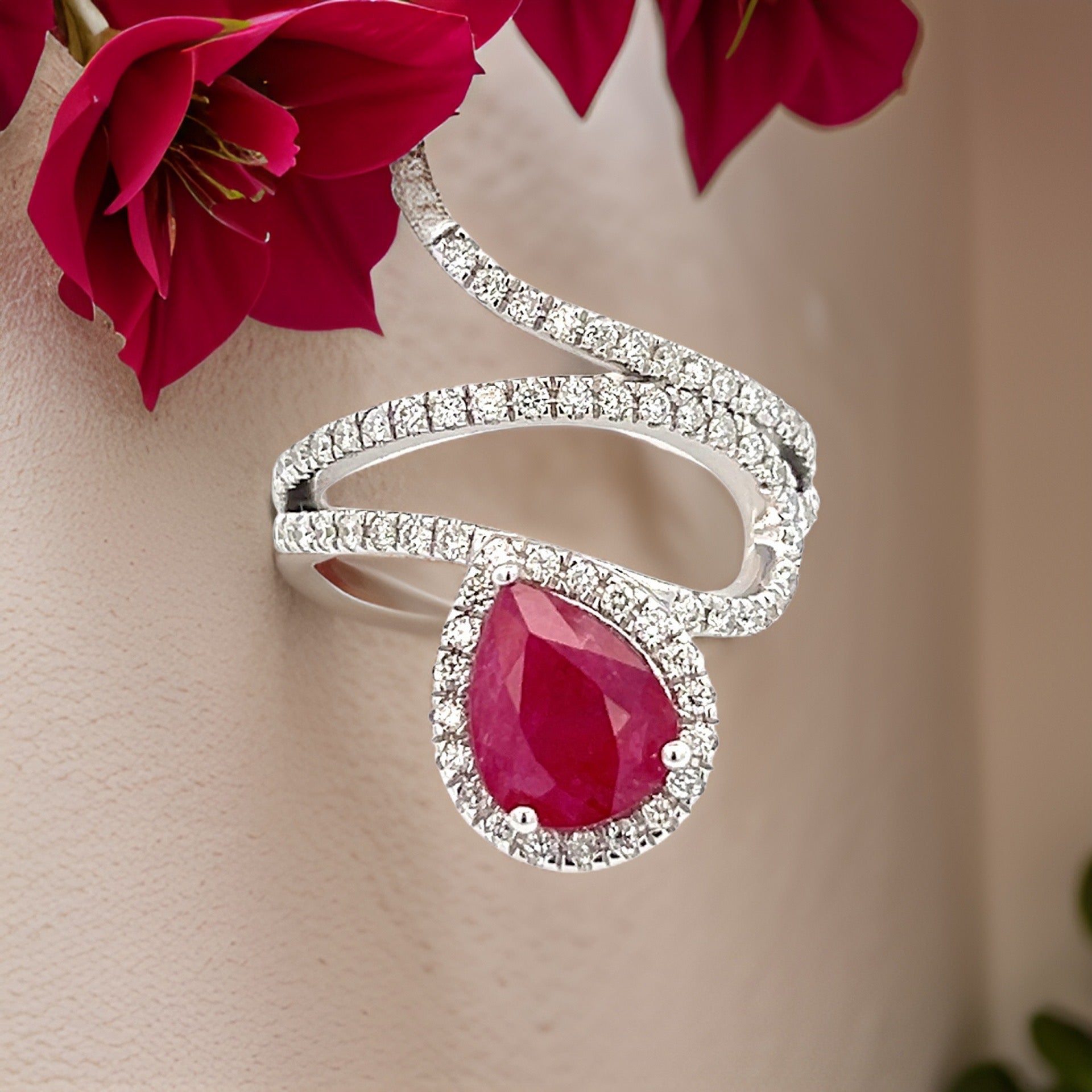 Natural Ruby Diamond Ring 6.75 14k W Gold 2.32 TCW Certified $5,950 310542 - Certified Fine Jewelry